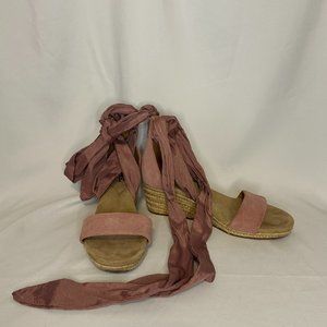 Pink UGG Trina Espadrille Wedge Lace Up Sandal